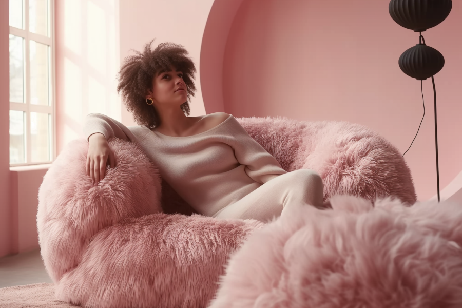 blush pink sofa living room